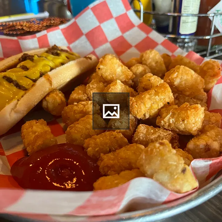 Chili dog and tater tots