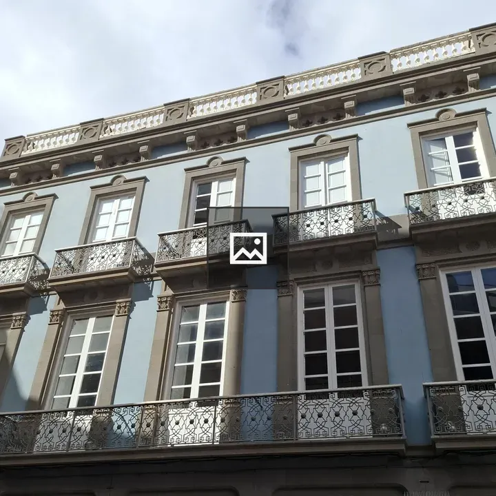 Elegant blue European building facade