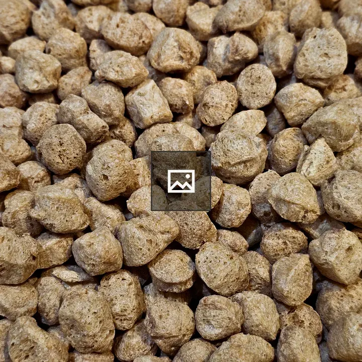 Dry soy chunks close-up