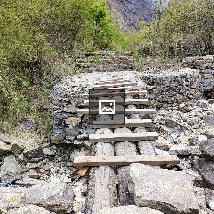 Rustic wooden bridge
