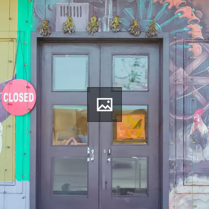 Vintage door with title closed