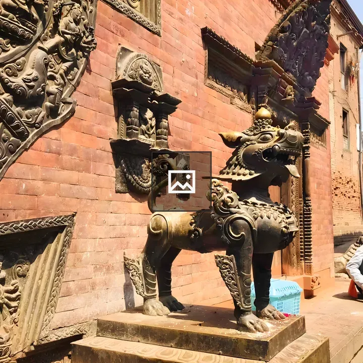 Statue of a lion in Bhaktapur Durbar Square