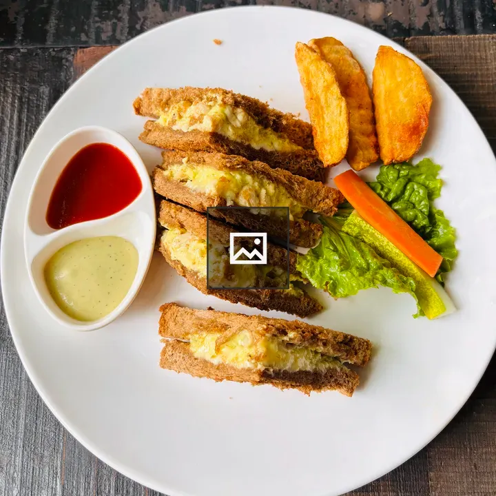 Bread with Creamy Filling on Plate