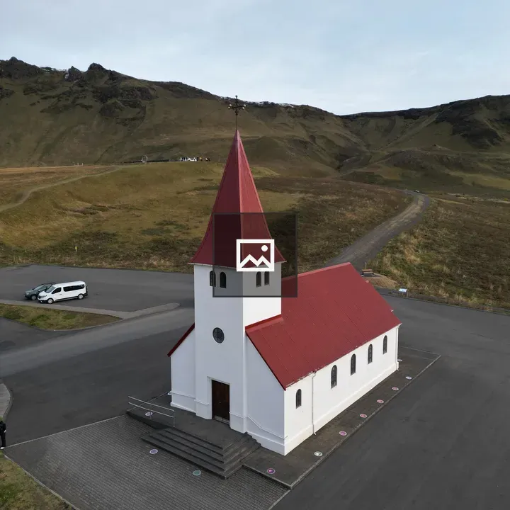 Small Icelandic Church with Red Roof