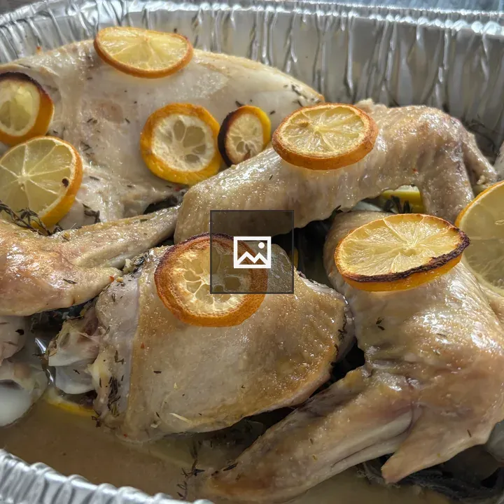 Cooked turkey with lemon
