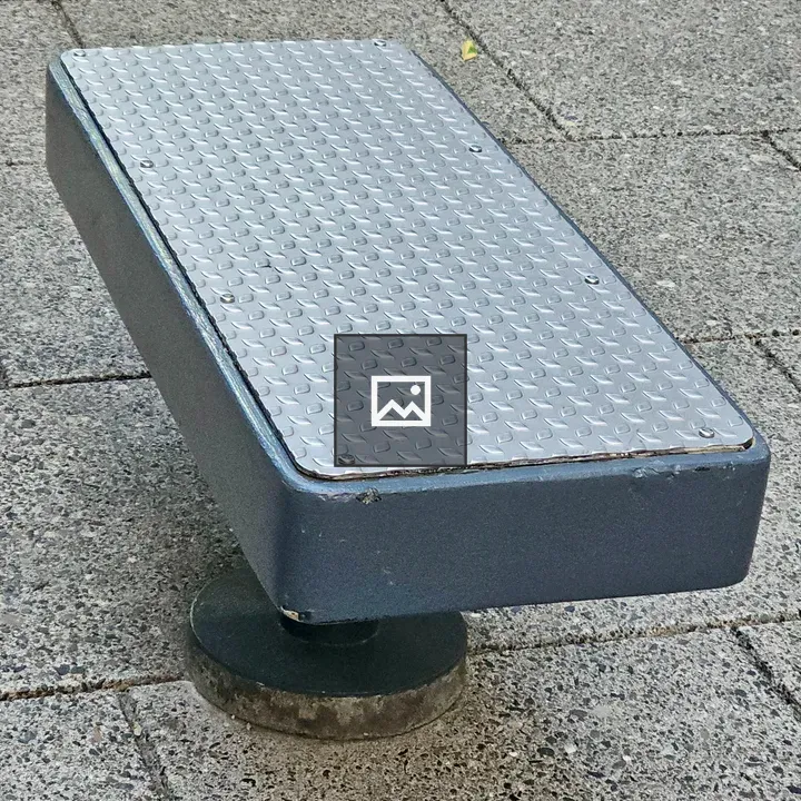 Outdoor metal-topped bench