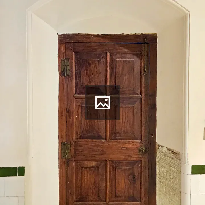 Old carved wooden door interior