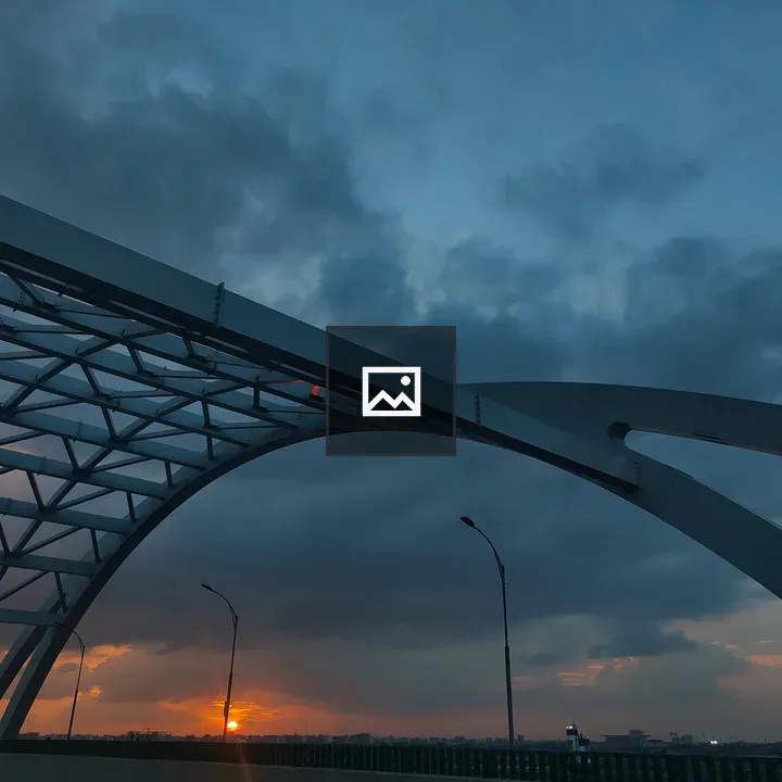 Modern arch bridge silhouette