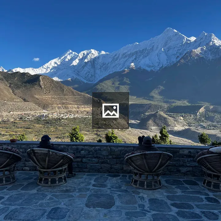 Himalayas with Snowy Peaks and Road