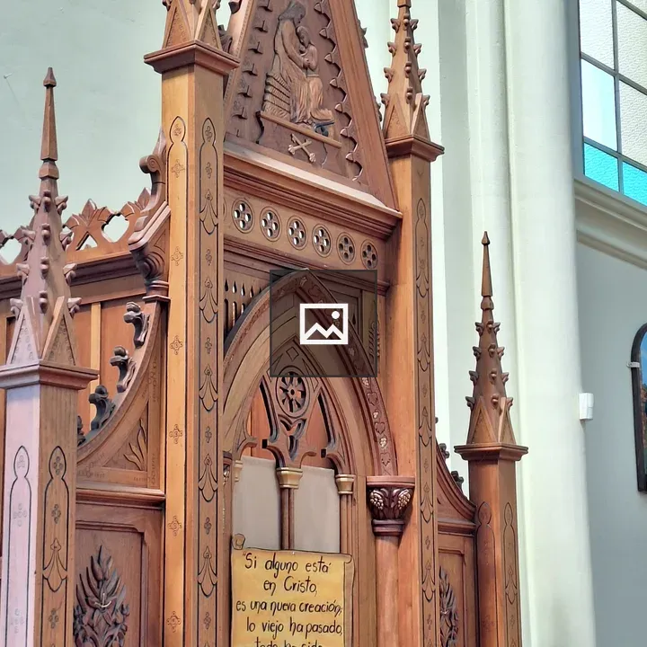 Carved wooden church structure