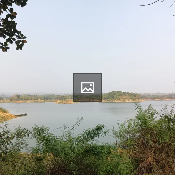 Calm lake landscape with boat