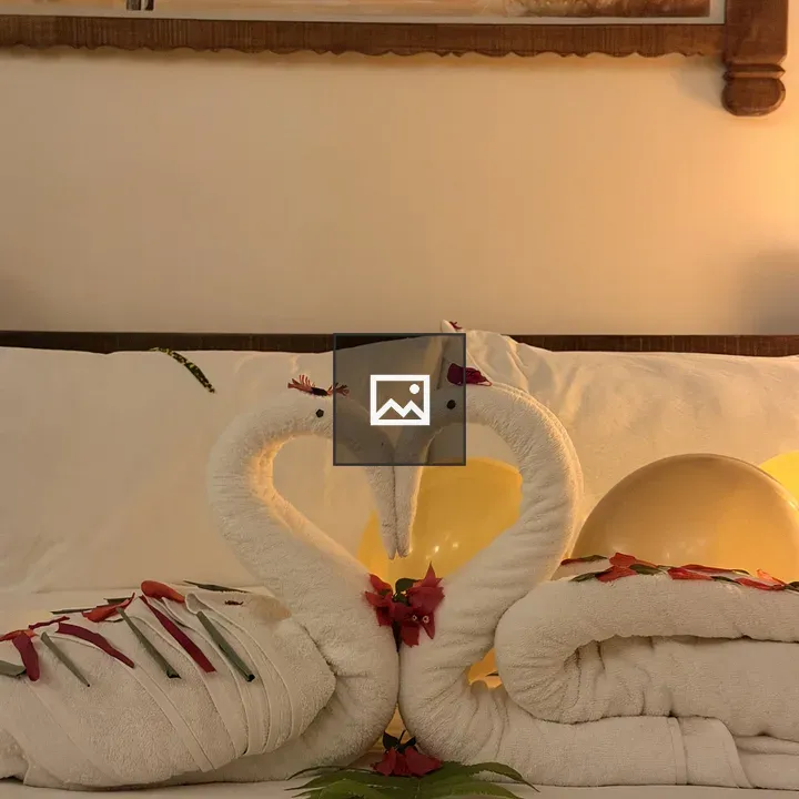 Bed with towel swans heart