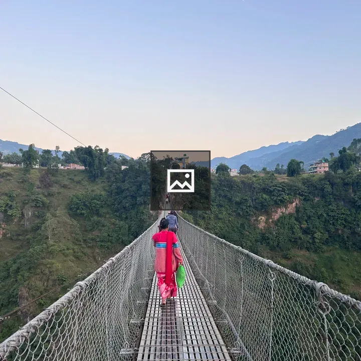 People on Long Suspension Bridge
