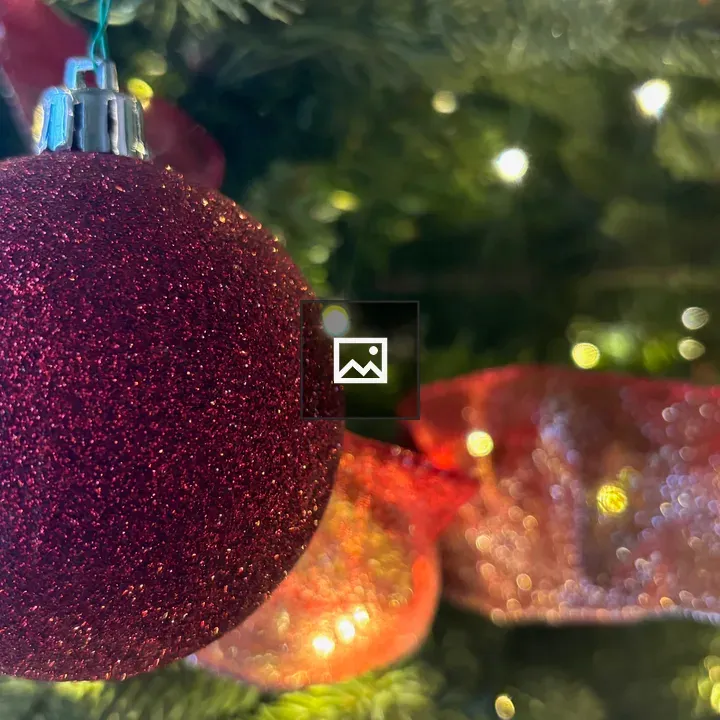 Closeup Red Ornament Sparkles