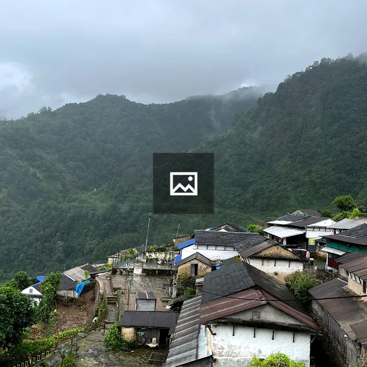 Hillside village with terraced houses