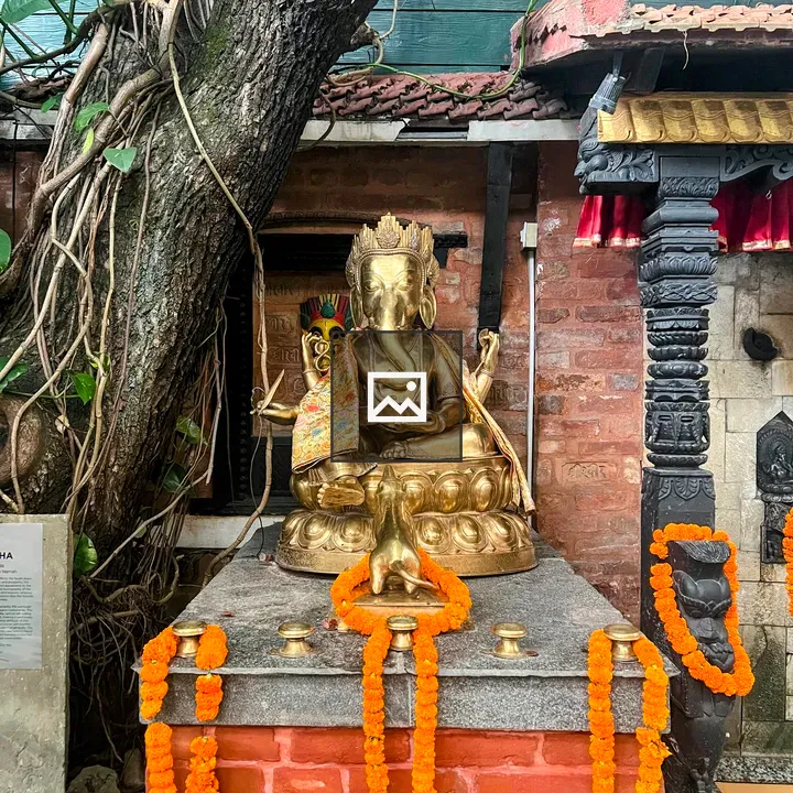 Ganesha statue on brick platform