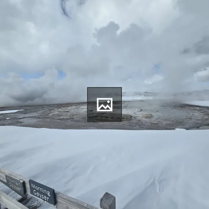 Morning Geyser in Winter Scene