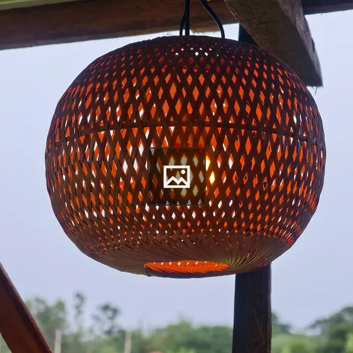 Woven bamboo lantern close-up