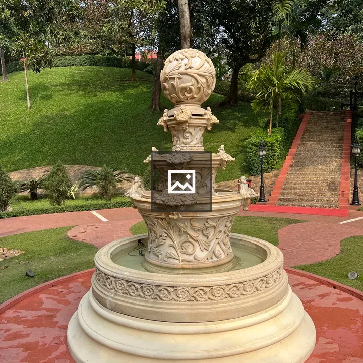 Serene park fountain scene