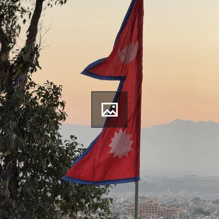 Nepal Flag at Sunset