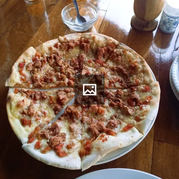 Chicken pizza on plate