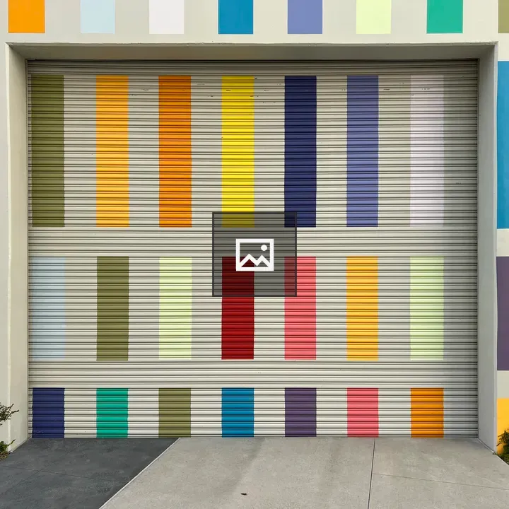 Garage door with color blocks