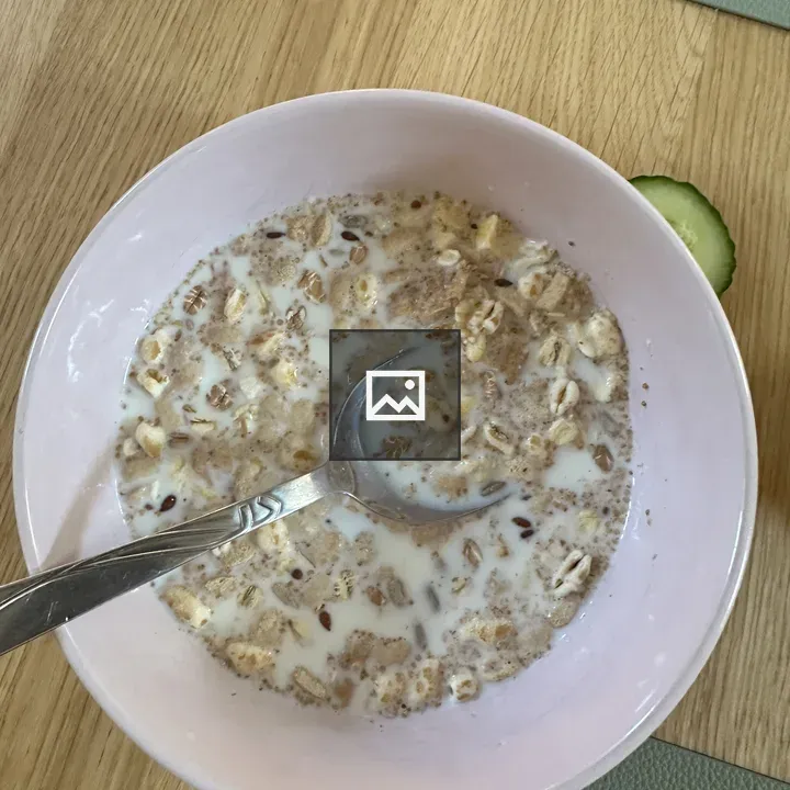Bowl of muesli in milk