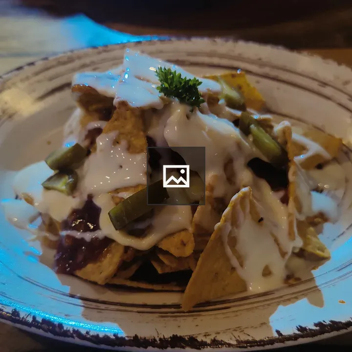 Chicken Nachos in Ceramic Bowl