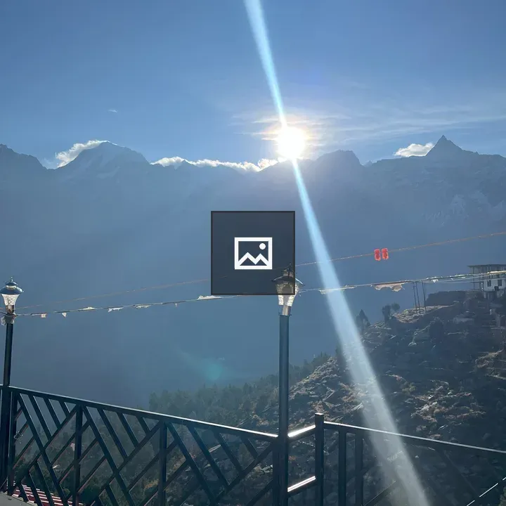 Snowy Mountain View with Railings