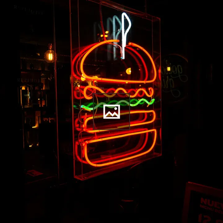 Neon hamburger sign