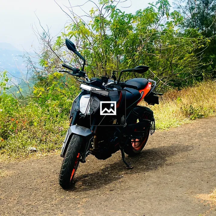 Motorbike on mountain roadside