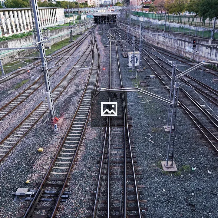 Railway tracks with graffiti