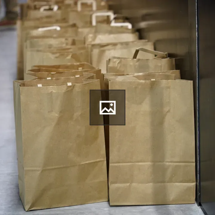 Row of Brown Paper Bags