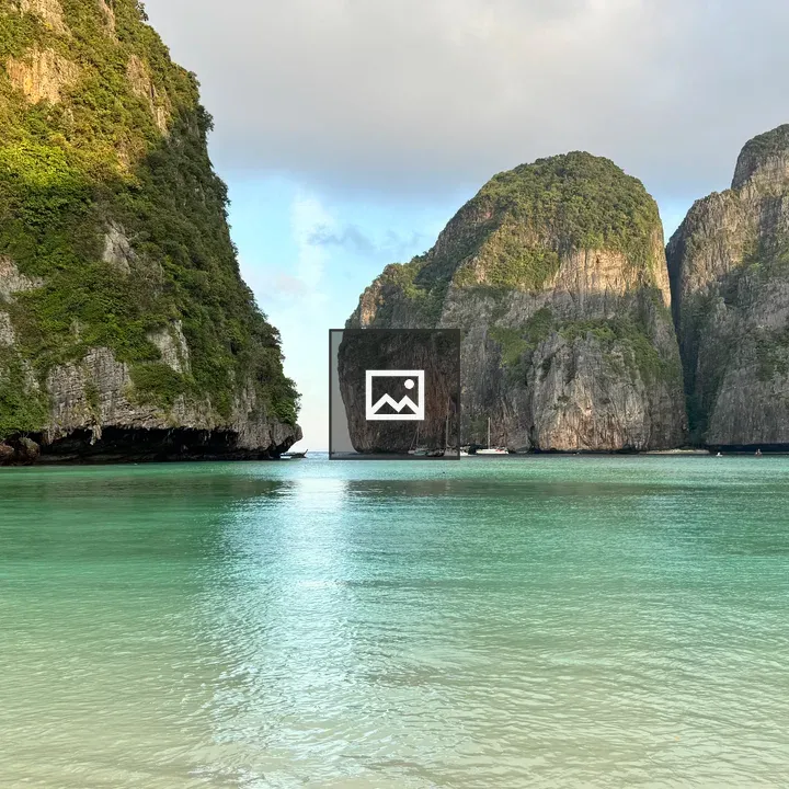 Tropical bay with boats