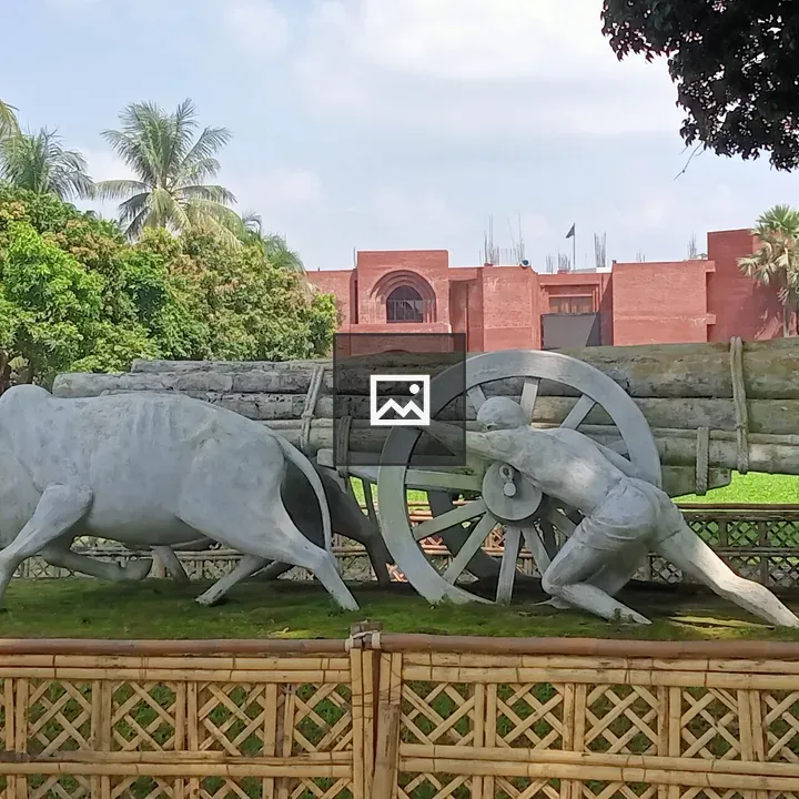 Bull Sculpture with Cart