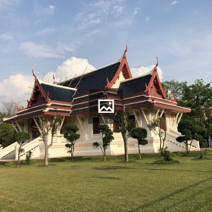 Thai-style building with ornate roof