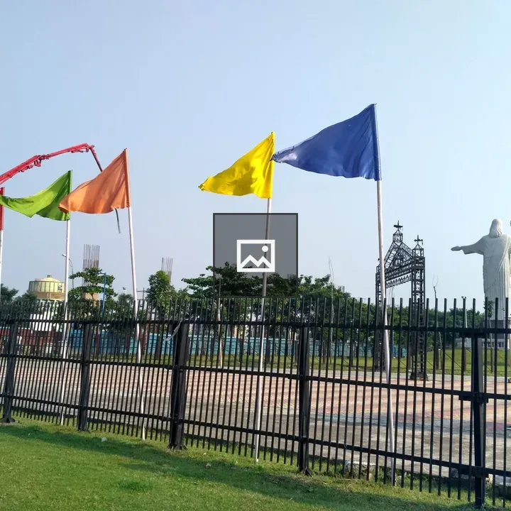 Colorful flags in a park