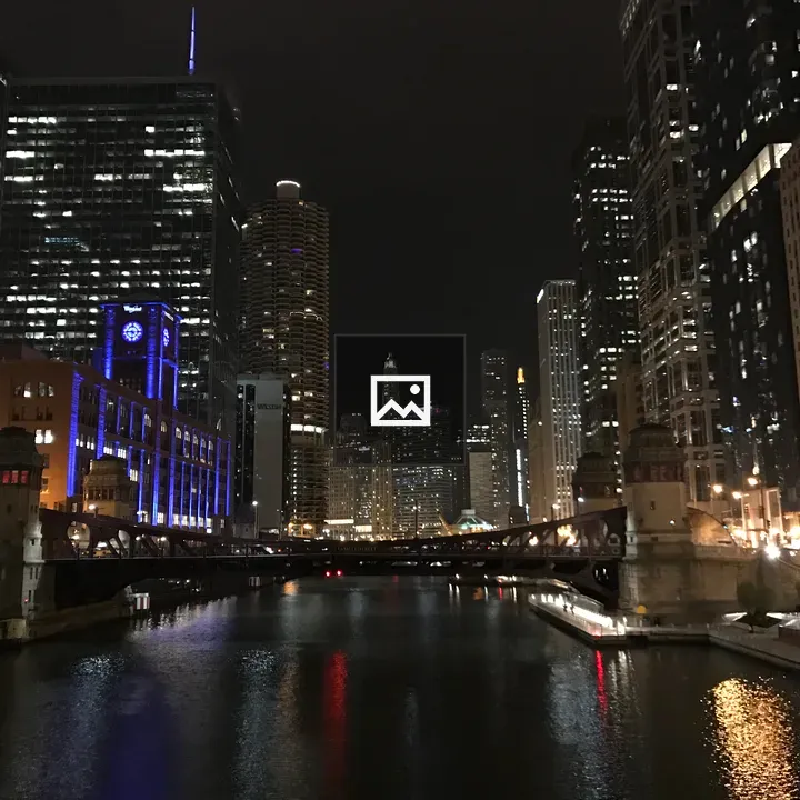 Chicago at Night Along the River