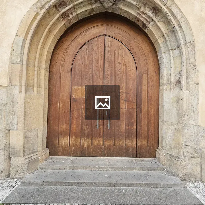 Weathered wooden door in Prague