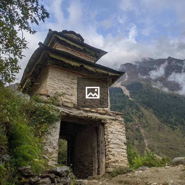 Stone structure with tiered roof