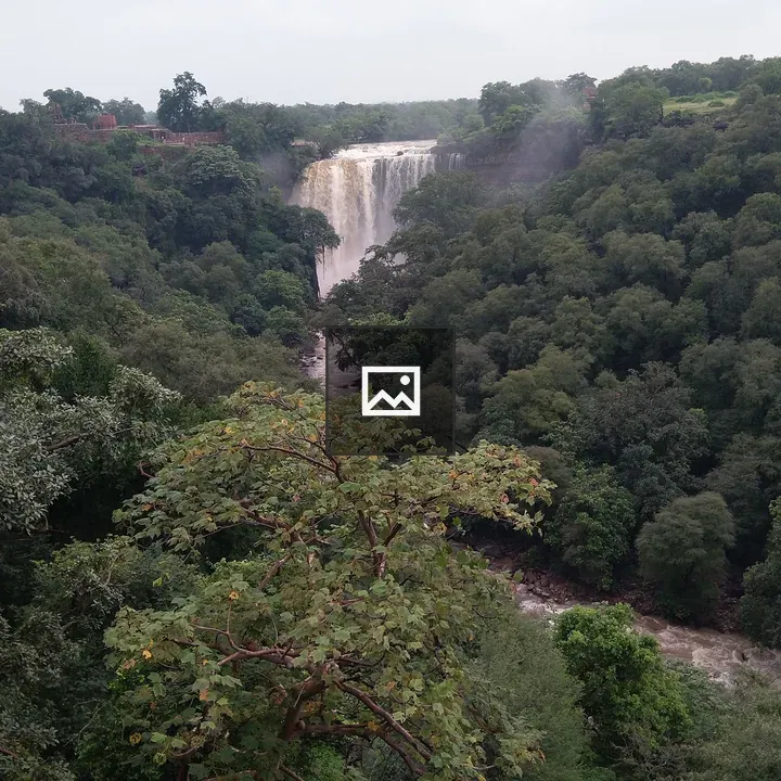 Waterfall in Forest from Height
