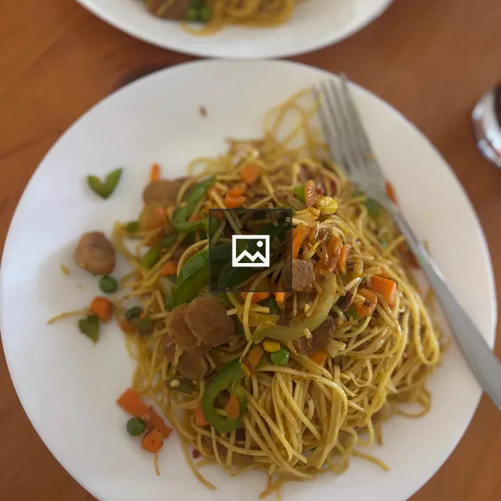 Chowmein with Garnish on Plate