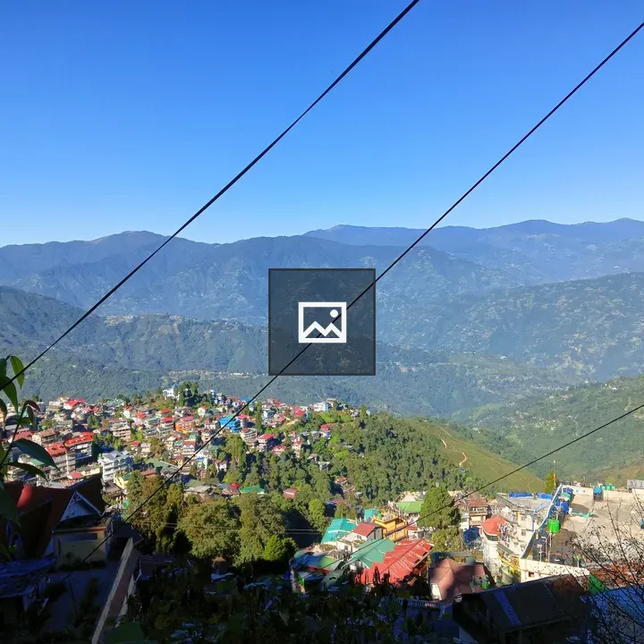 Mountainous hillside town panorama