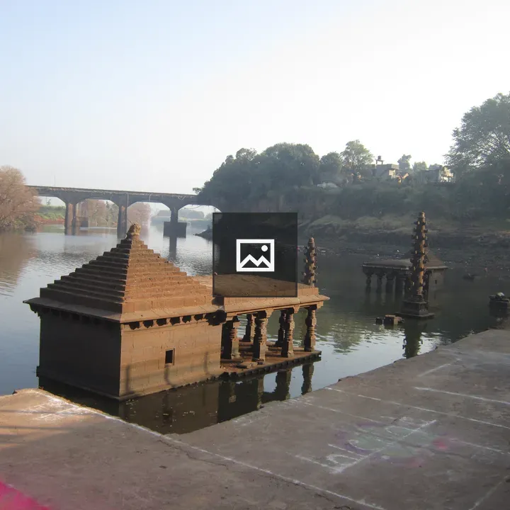Ancient temple submerged in river