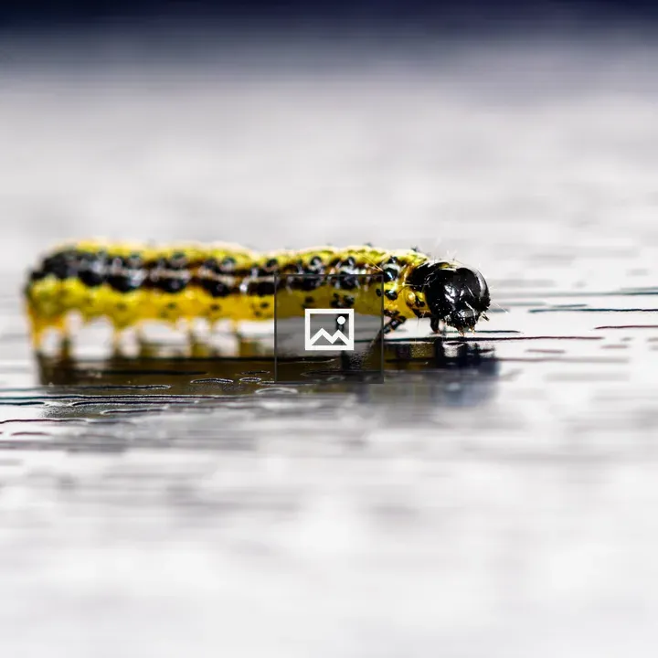 Caterpillar on Wet Surface