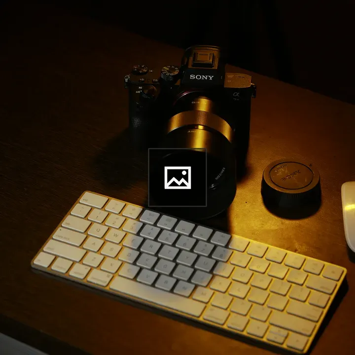 Sony camera with lens on table