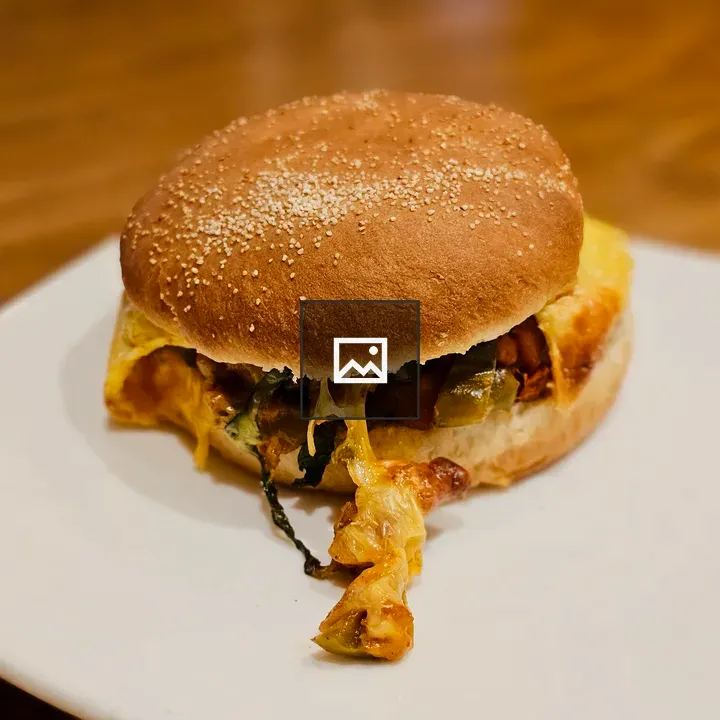 Burger on White Plate