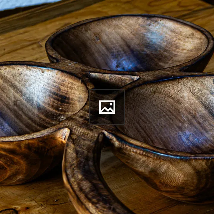Hand-carved wooden serving bowl