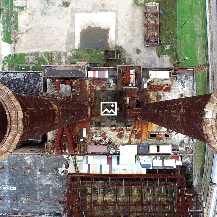 Two disused power station chimneys