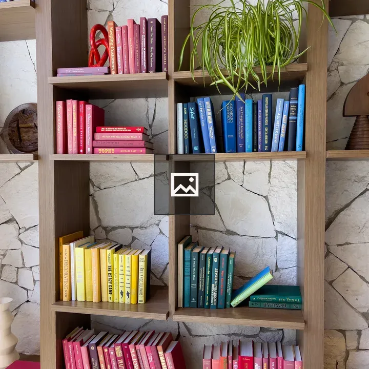 Bookshelf organized by color